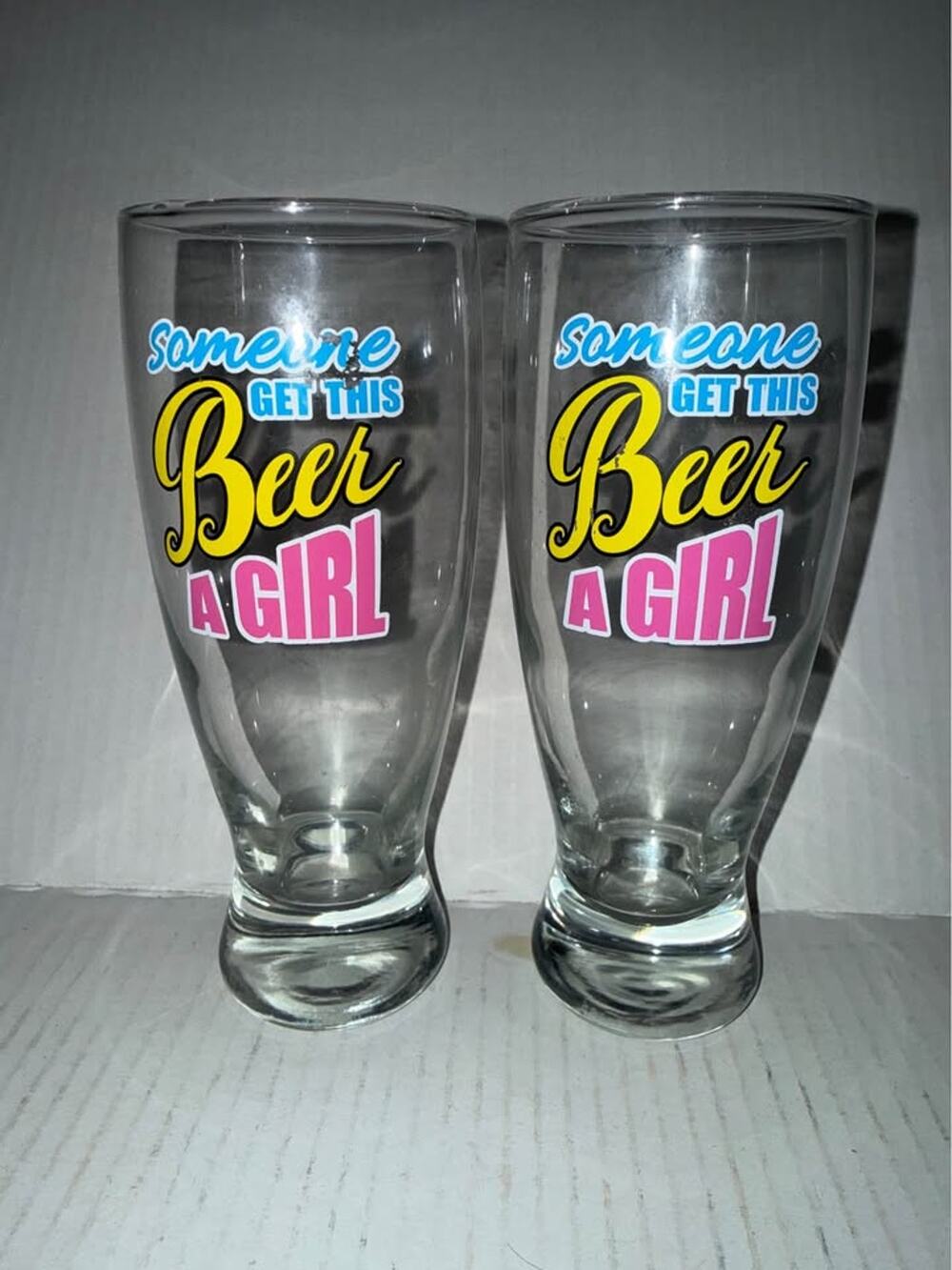 Set of 2 'Someone Get This Beer A Girl' Pilsner Glasses